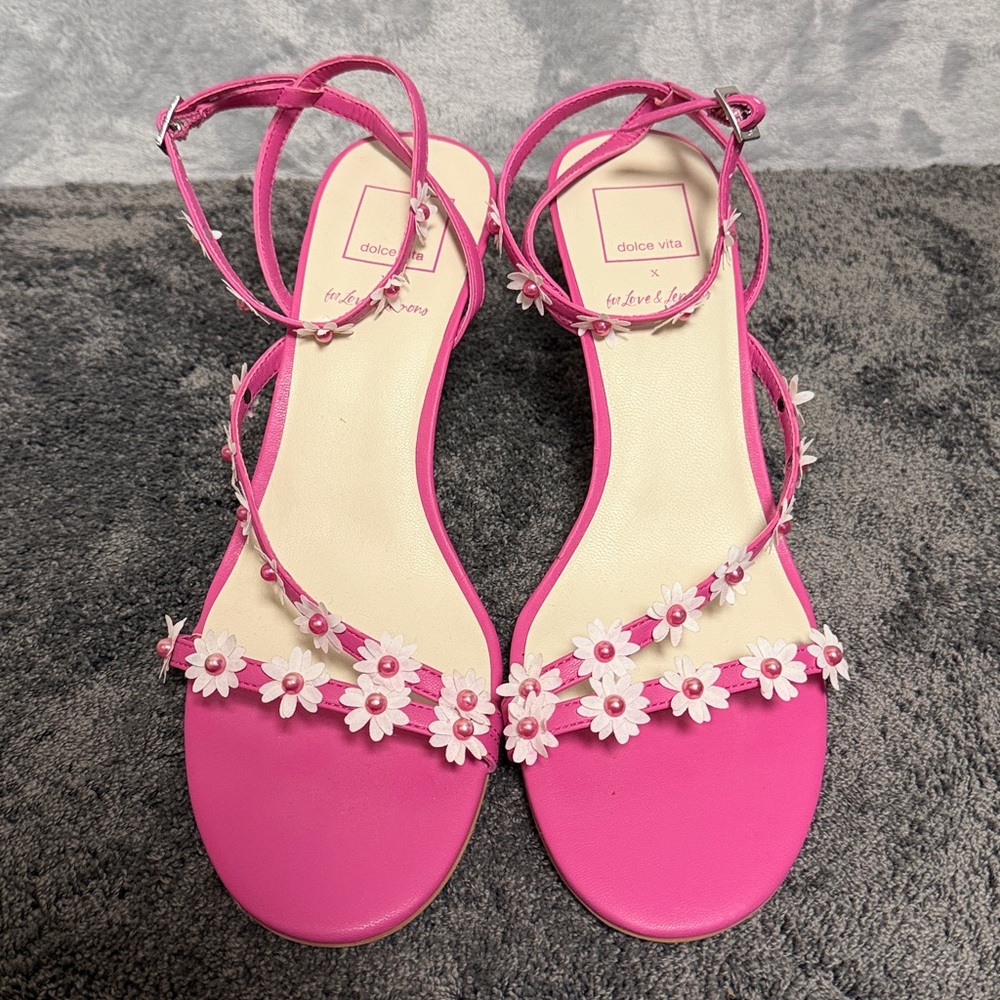 Dolce Vita x For Love & Lemons DAHLEA Fuschia Pink Strappy Sandals Size 9 NEW